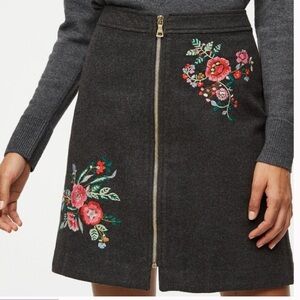 LOFT Dark Gray Mini Skirt with Floral Embroidery